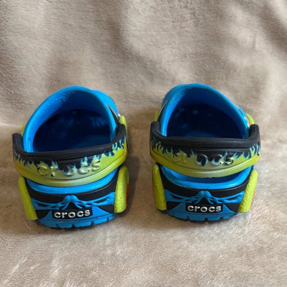 Crocs Fun Lab Toddler Boys Blue Flame Truck Clogs Shoes Size C5